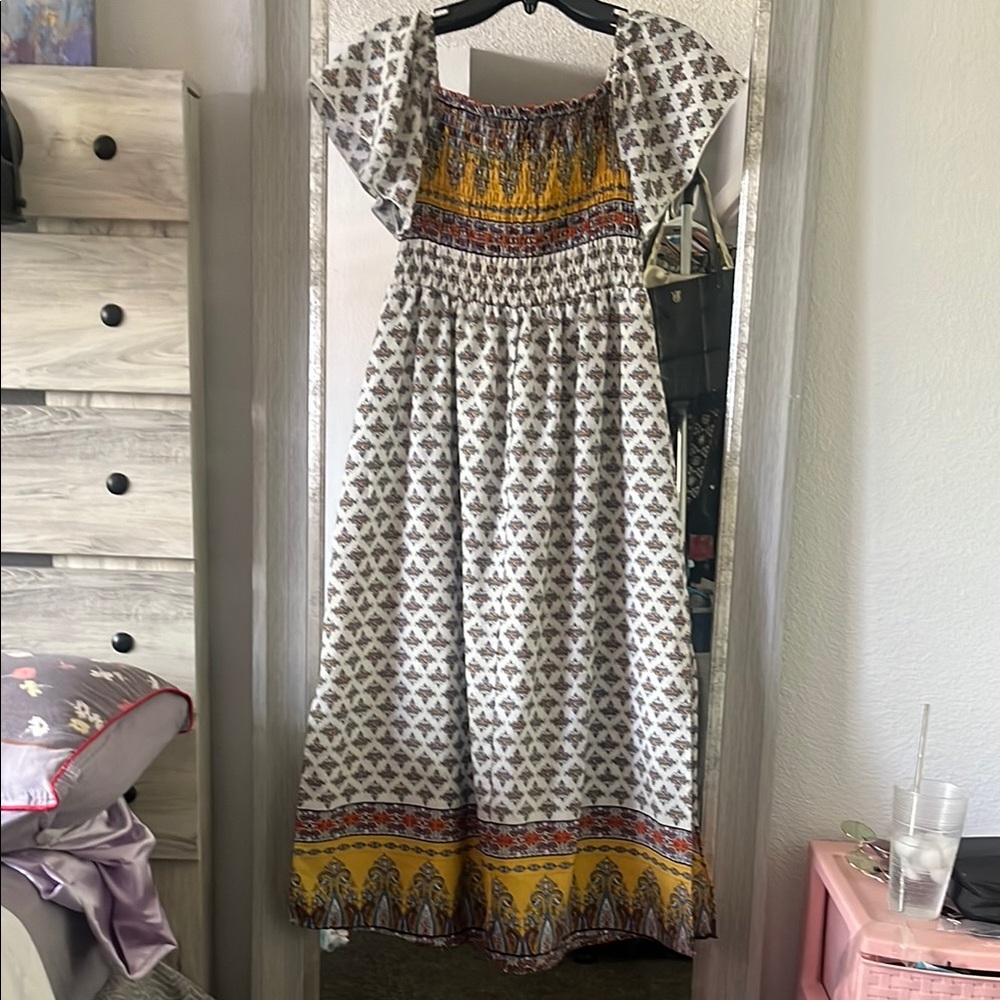 Bailey Blue Multicolor Boho Off Shoulder Dress